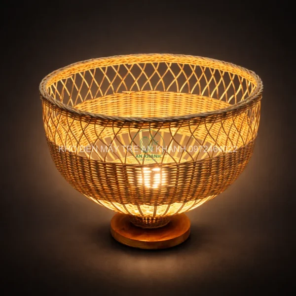 Đèn mây tre để bàn trang trí