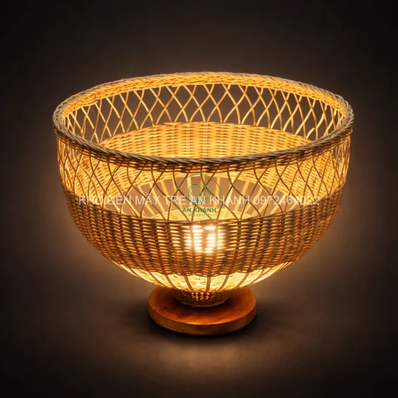Đèn mây tre để bàn trang trí