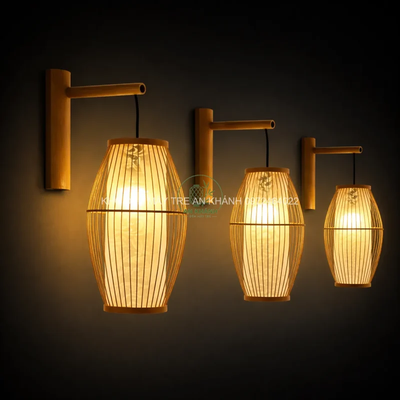Đèn mây tre ốp tường H38