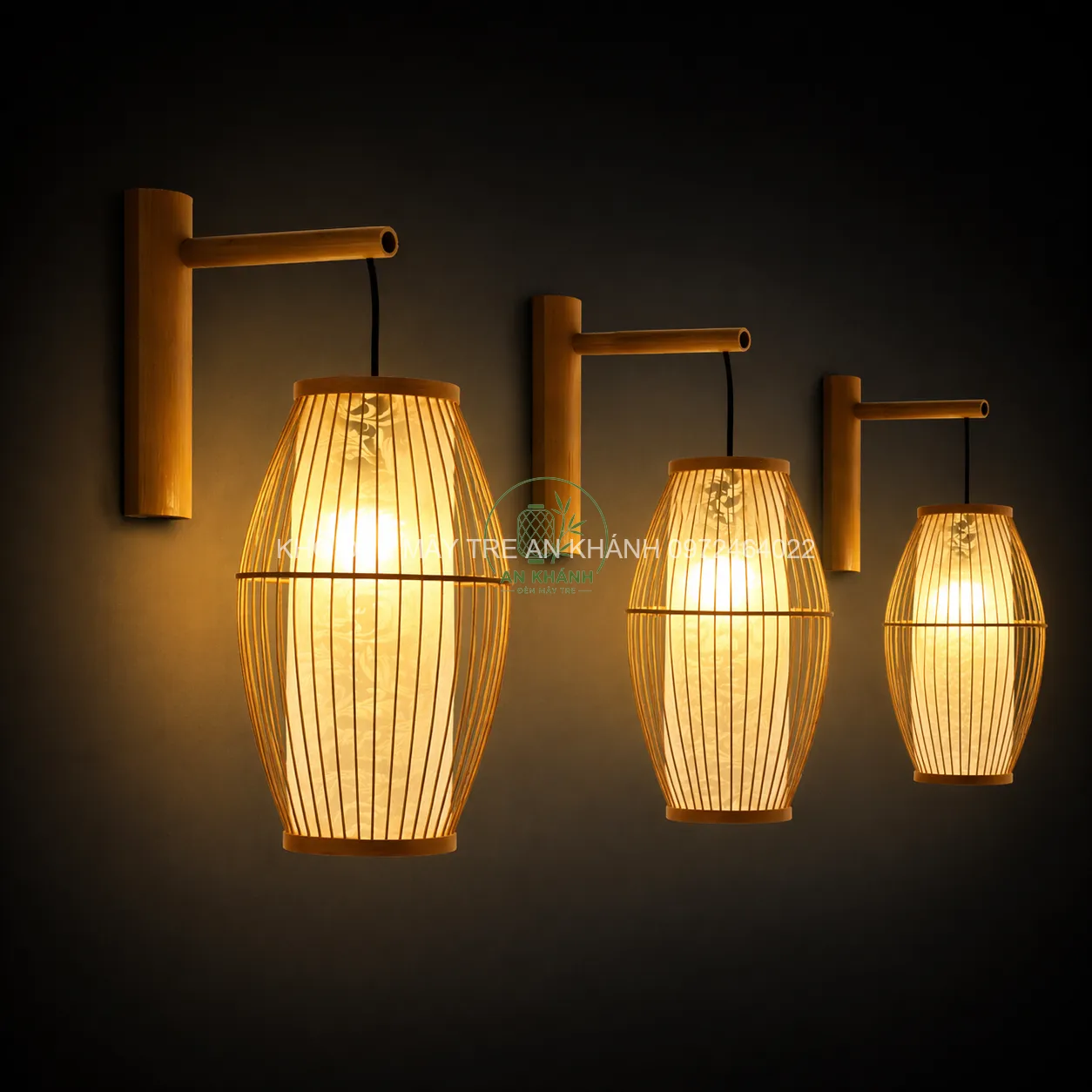 Đèn mây tre ốp tường