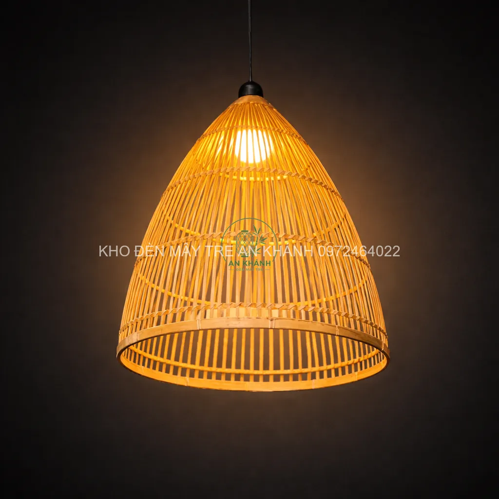 Đèn thả tre hình nơm xòe