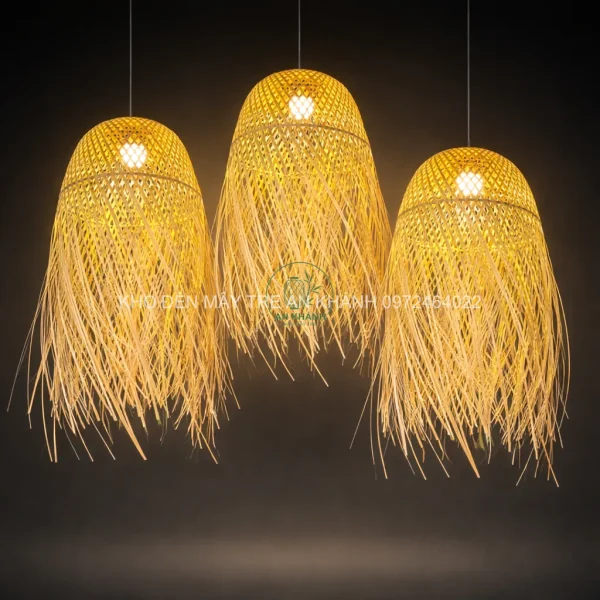 Đèn thả tre hình cầu rua