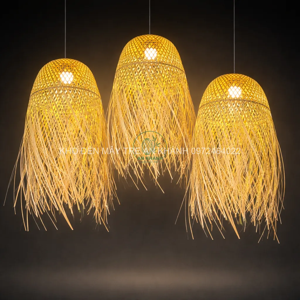 Đèn thả tre hình cầu rua