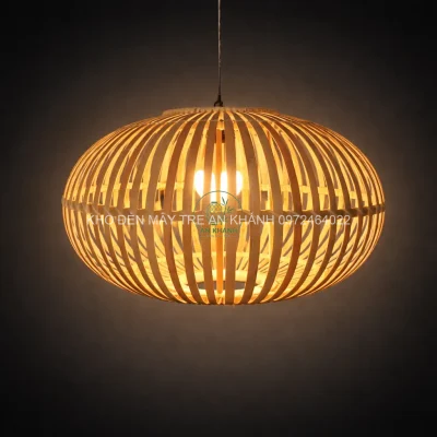 Đèn thả tre hình cầu miệng mây