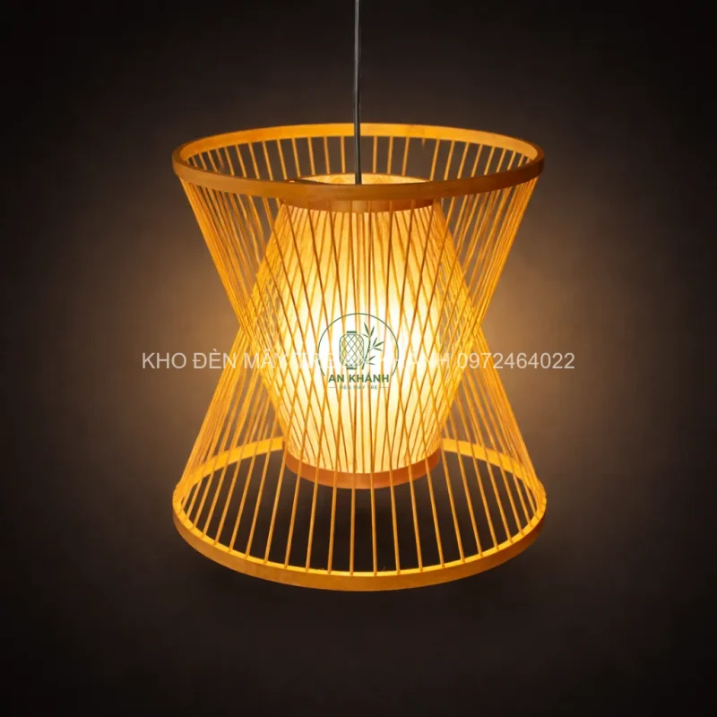 Đèn thả tre hình xô chéo