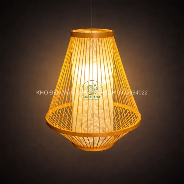 Đèn tre thả trần hình lõi 1 vanh