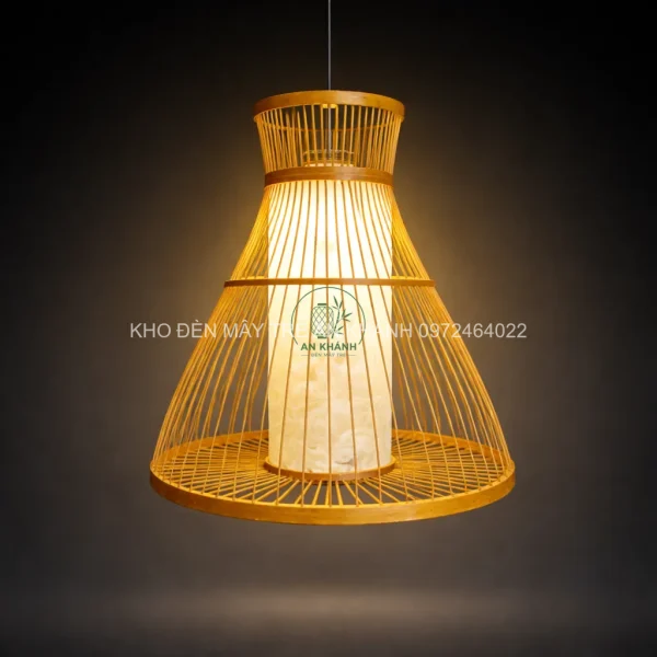 Đèn thả tre hình cầu xòe