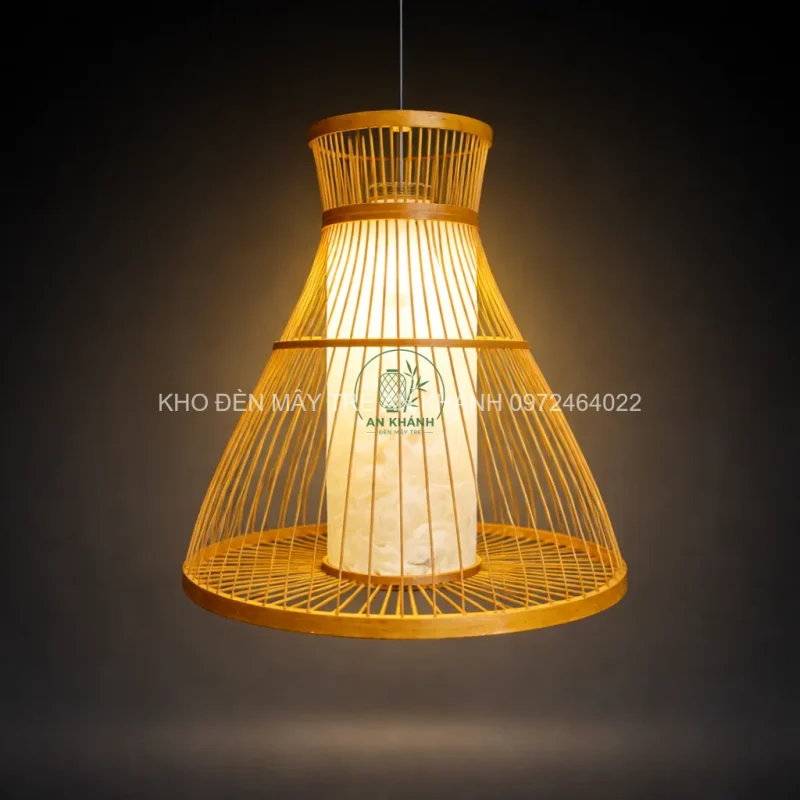 Đèn thả tre hình cầu xòe