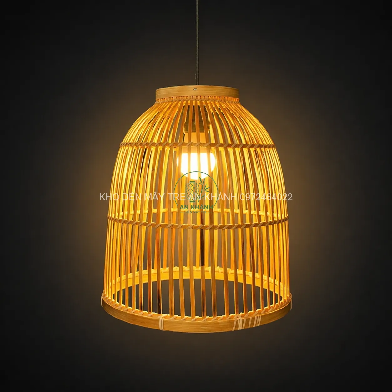 Đèn thả trần bằng tre hình cái nơm