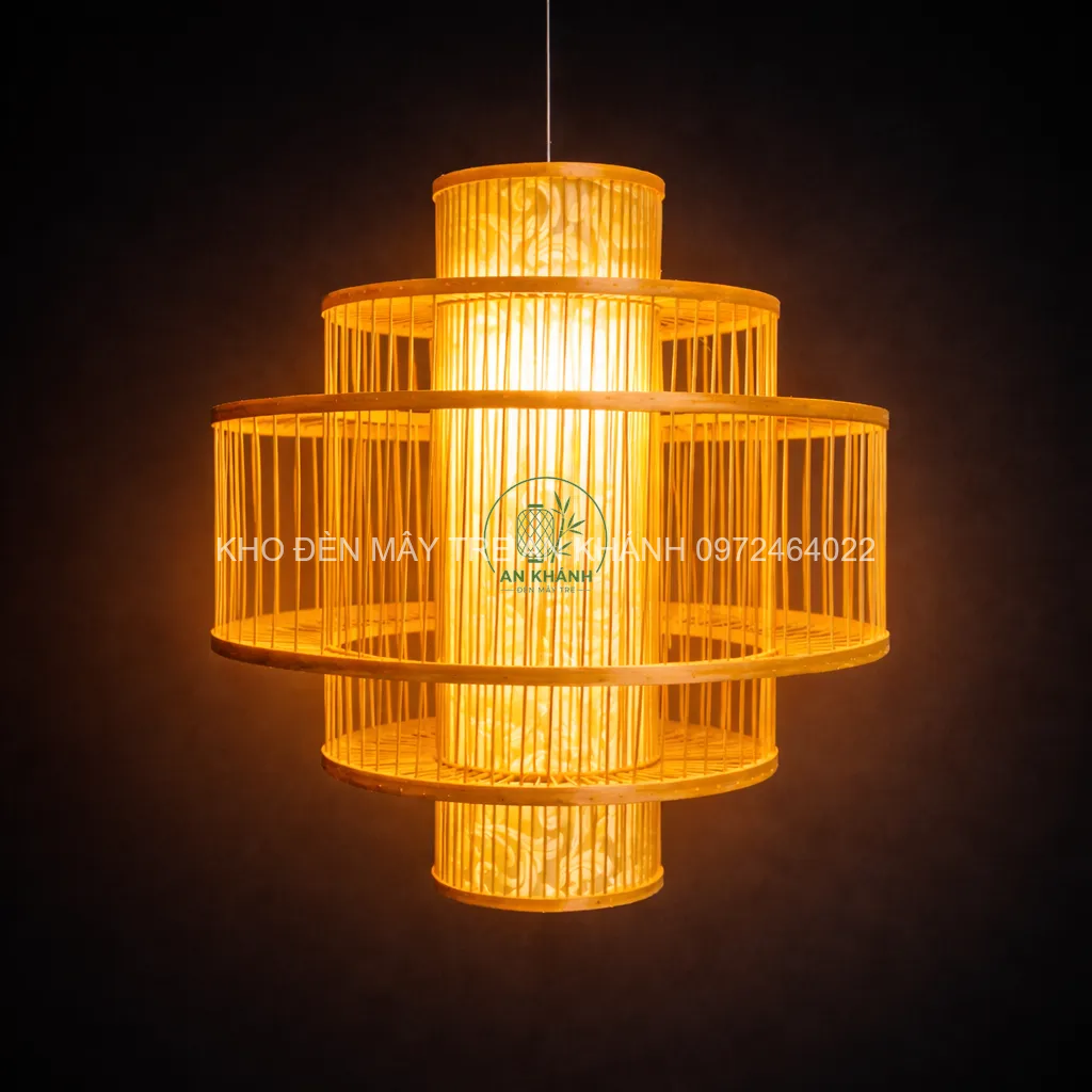 Đèn tre hình tháp 3 tầng