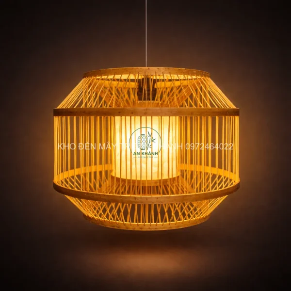 Đèn tre thả trần hình lục giác